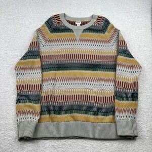 Mossimo Supply Co Mens XL Cotton Geometric Fair Isle Pullover Sweater Gray Multi